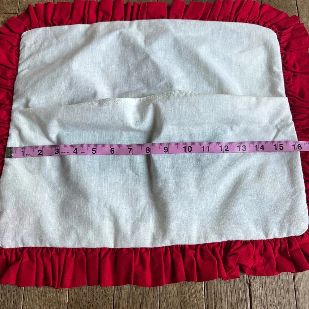 Vintage Christmas Cardinal Bird Embroidered Pillow Case Handmade‎ Holiday Decor